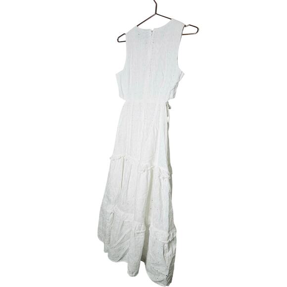 SLATE & WILLOW White Lace Eyelet Sleeveless 100% Cotton Midi Dress Size Medium - Picture 4 of 16